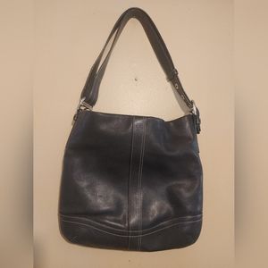Black Coach Purse with White Stitching